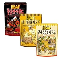 [Official Gilim HBAF Brand] Korean Seasoned Almonds 3 Flavor Pack Mix (Honey Butter 120g, Baked Corn 120g, Spicy Chicken 120g)