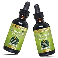 Go Nutrients Adrenal Edge & Intestinal Edge | Digestive Supplement | Energy & Fatigue Supplement Cortisol Manager Liquid Drops Non-GMO, Gluten Free, 9 Powerhouse Herbs Keep Body's Adrenal Function