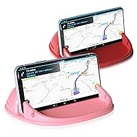 Loncaster Car Phone Holder, Pink & Red Car Phone Mount Silicone Car Pad Mat for Various Dashboards, Slip Free Phone Stand Compatible with iPhone, Samsung, Android Smartphones, GPS Devices and More