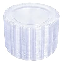 100 Pieces Clear Plastic Plates - 10.25 inch Clear Dinner Disposable Plates - Premium Hard Disposable Dinner Plates - Party Supplies for Birthdays, Celebrations, Wedding and Events