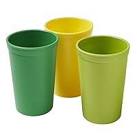 ECR4Kids My First Meal Pal Drinking Cups, Kids Plastic Tableware, Stackable and Dishwasher Safe, Stackable Tumblers for Baby, Toddler and Child Feeding, 3-Pack - Citrus