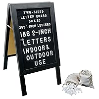 Large Wooden A-Frame Sidewalk Sign 36x20 Felt Letter Board w/Changeable Letters - EGP-HD-0084 (Black)
