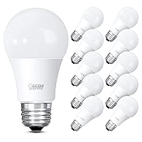 Feit Electric A19 LED Light Bulb, 60W Equivalent, Non Dimmable, 800 Lumens, E26 Medium Base, 3000k Bright White, CRI 90, 10 Year Lifetime, UL Listed, Damp Rated, 10 Pack, OM60/930CA10K/10