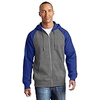 SPORT-TEK Raglan Colorblock Full-Zip Hooded Fleece Jacket (ST269) -Graphite H -XL