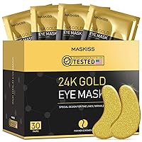 30-Pairs 24K Gold Under Eye Patches, Maskiss Eye Mask, Eye Patches for Puffy Eyes, Eye Masks for Dark Circles and Puffiness, Collagen Skin Care Products