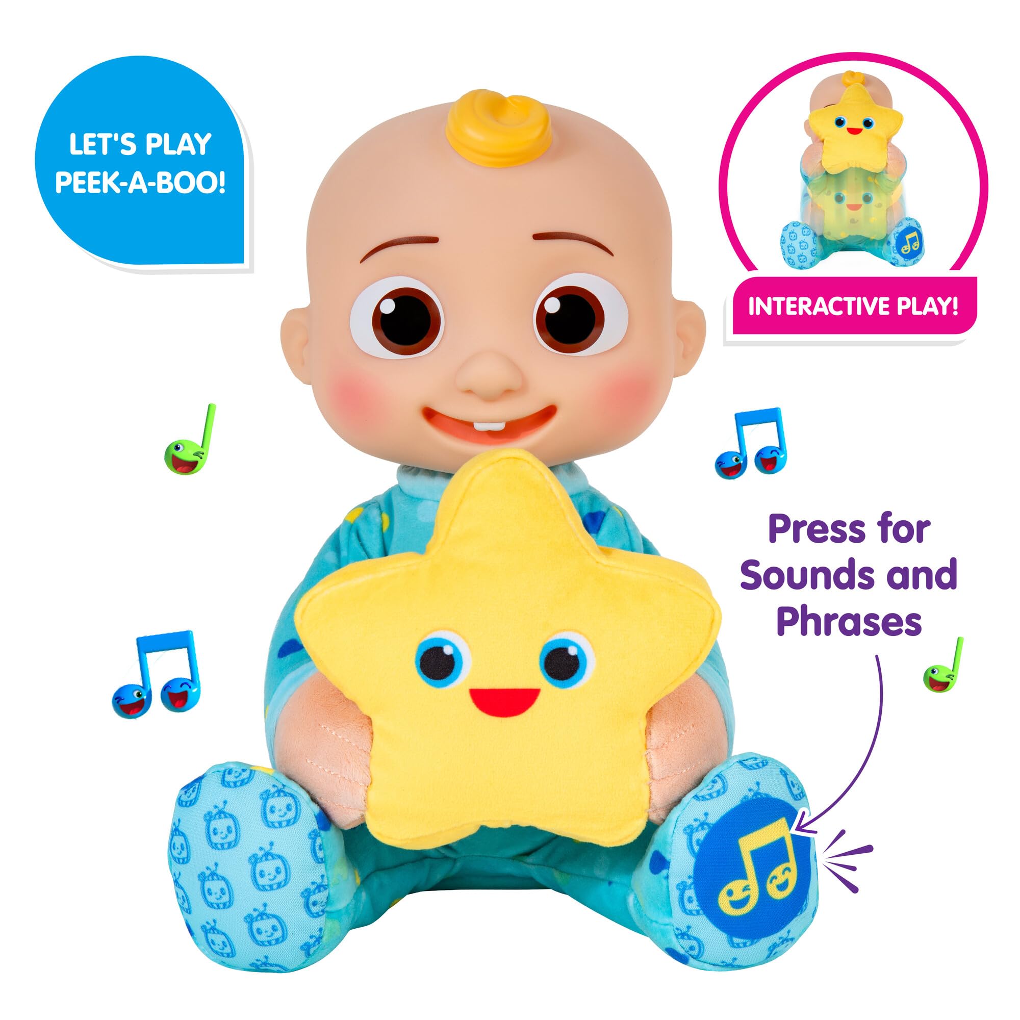 CoComelon Peek-A-Boo JJ 10” Feature Plush - Featuring Favorite Song, Phrases, and Sounds - Play Peek-A-Boo with JJ - Toys for Preschool and Kids - Amazon Exclusive