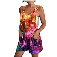 Casual Rompers for Women 2024 Summer Sleeveless Shorts Jumpsuits Summer Beach Vacation Outfits Oversized Jumpers