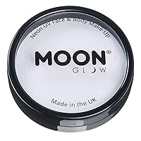 Pro Intense Neon UV Face & Body Paint Cake Pots by Moon Glow - White - Professional Water Based Face Paint Makeup for Adults, Kids - 1.26oz