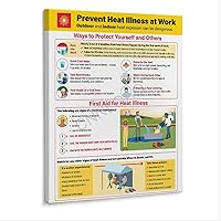 Construction Occupational Safety And Heat Stroke Prevention First Aid Knowledge Prevention of Heat-related Diseases H Poster (2) Canvas Poster Wall Art Decor Print Picture Paintings for Living Room Be