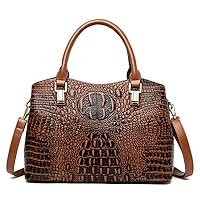 Shoulder Handbag for Women Crocodile Pattern Tote PU Leather Top-Handle Satchel