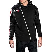 SpazeUp Men's N7 Jacket Mass 3 Commander Shepard Costume Cosplay Black Biker Hoodie