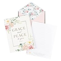 Christian Art Gifts Writing Paper & Envelope Stationery Set for Women: Grace and Peace - Romans 1:7 Inspiring Scripture w/40 Pages & 20 Matching Envelopes, White, Blue, Powdered Pink Multicolor Floral