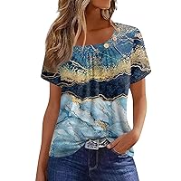 Womens Summer Tops 2024 Short Sleeve Blouses for Women Fashion Tops for Women Buy Again My Orders Prime Deals of The Day Today Only Womens Dress Shirts 01-Blue Large