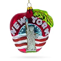 New York City Apple Symbol - Blown Glass Christmas Ornament