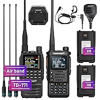 TIDRADIO (2 Gen) TD-H8 Ham Radio with 2pcs Battery and TD-H3 Multi-Band Two Way Radio with AirBand & TD-771 Long Antenna