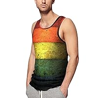 Vintage Rainbow Flag Men's Sleeveless Vest Fashion Print Tank Tops Shirt For Casual Gym Workout