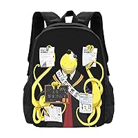 Anime Assassination Classroom Backpack Cartoon Large Capacity Backpacks Laptop Backpack Lightweight Canvas Shoulder bag Outdoor Travel 16-Inch Black