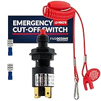 Five Oceans Marine Universal Emergency Cut-Off Switch, Kill Switch, Engine Shut-Off Switch 12VDC, Coil Extendable Lanyard, Snap Hook and Red Buoy, for Jet Ski, Inflatable Boats, ATVs - FO1518