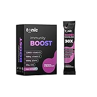 Tonic Immunity Supplement Elderberry & Blackcurrant (x30 Value Pack) - Max Strength Vegan Vitamin C 1500mg, Vitamin D3 & Zinc. Rapid Immune Recovery - All in One Sachet - Antioxidants, Sugar Free