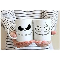 Jack and Sally Coffee Mug Set - Halloween Mugs Jack and Sally - Nightmare Coffee Mugs
