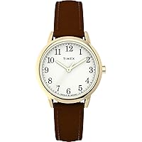 Timex Women's Easy Reader 30mm Watch - Brown Strap White Dial Gold-Tone Case