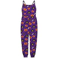Summer Dress Outfits Girls Halloween Kids Baby Romper Toddler Cartoon Jumpsuit Strap Girls Jumpsuit (Purple, 5-6 Years)
