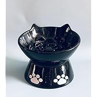 Slow Feeder, Elevated Food Bowl Tilted Design for Dog and Cat for Dry and Wet Food (Black)