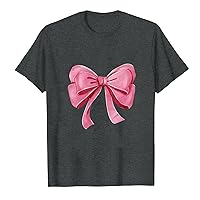 Women Y2K Bow Print T Shirt Cute Graphic Tees Crewneck Short Sleeve Summer Tops E Girls Aesthetic Clothes Streetwear