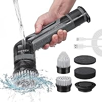 Electric Spin Scrubber HSE1, Power Cordless Scrubber for Cleaning Kitchen Bathroom Car Tile Grill with 2 Adjustable Speeds, 4 Replaceable Brush Heads Black