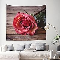 VTCTOASY Rose on Old Wooden Board Print Tapestry Wall Hanging Fashion Wall Tapestry Cute Wall Decor for Bedroom Living Room 60 x 51 in