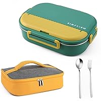 Bento Box Adult, 1400ML 4 Compartment Stainless Steel Lunch Box Containers for Adults Leak-Proof Microwave Dishwasher Freezer Safe(Green)