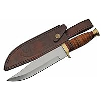 SZCO Supplies Stacked Leather Bowie Knife Hunting Knife