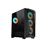 GIGABYTE C301 Glass - Black Mid Tower PC Gaming Case, Tempered Glass, USB Type-C, 4X ARBG Fans Included (GB-C301G)