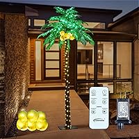 Lightshare Upgraded Lighted 9FT Gorgeous Artificial Lighted Palm Tree with Coconuts, 368 LED Lights, Decoration for Home,Party, Christmas, Nativity, Outside Patio