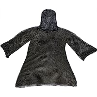 RedSkyTrader Mens Medieval Chainmail Shirt with Coif One Size Fits Most Black
