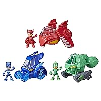 PJ Masks 3-in-1 Combiner Jet Preschool Toy, PJ Masks Toy Set with 3 Connecting PJ Masks Cars and 3 Action Figures for Kids Ages 3 and Up