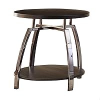 Steve Silver Company End, Modern Cozy Design, Durable Silvershield 3D PVC Laminate, Scratch and Heat Resistant, Black Nickel Base, Brown Table, 23