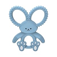 Dr. Brown's Flexees Blue Bunny, Soft 100% Silicone Baby Teether, BPA Free, 3m+