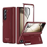 for Samsung Galaxy Z Fold 5 Case: [Hidden Kickstand][Wireless Charging] Slim Hinge Protection Lightweight Stand Case with Screen Protector- Protective Phone Cover for Samsung Z Fold 5 5G 2023 Red