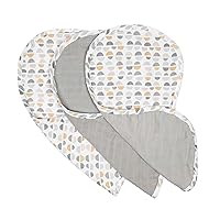 Boppy 100% Cotton Muslin Burp Cloth, Gray Gold Truffles, Coordinating Design, Pack of 3, Soft and Absorbent Burp Cloths with a Curved Shoulder-Stay Shape
