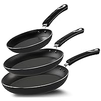 Utopia Kitchen Nonstick Frying Pan Set - 3 Piece Induction Bottom - 8 Inches, 9.5 Inches and 11 Inches - (Grey-Black)