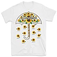 Custom Grandmas Shirt with Grandkids Name, You are My Sunshine Umbrella Sunflowers Nana Personalized Shirts, Gift for Her