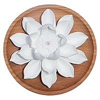 Passive Oil Diffuser for Essential Oil-Non-Electric Porcelain Aromatherapy Diffusers for Small Mini Room, Desk Decorative, Bathroom (Wooden Plate - Lotus Flower)