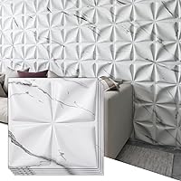 Art3d Marble White 3D Wall Panel PVC Flower Design Cover 32 Sqft, for Interior Wall Decor in Living Room,Bedroom,Lobby,Office,Shopping Mall