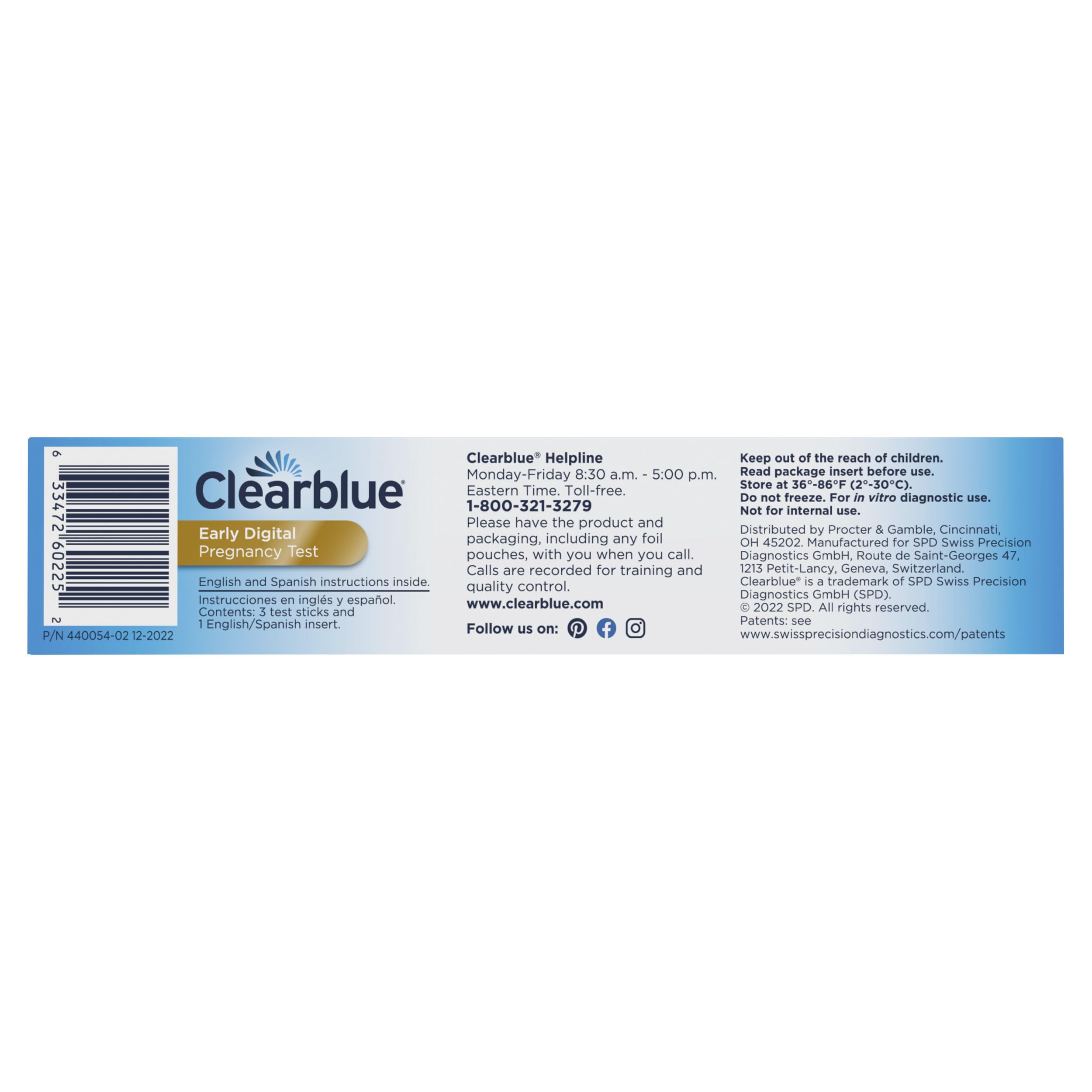 Clearblue Early Digital Pregnancy Test, Early Detection at Home Pregnancy Test, 3 Ct