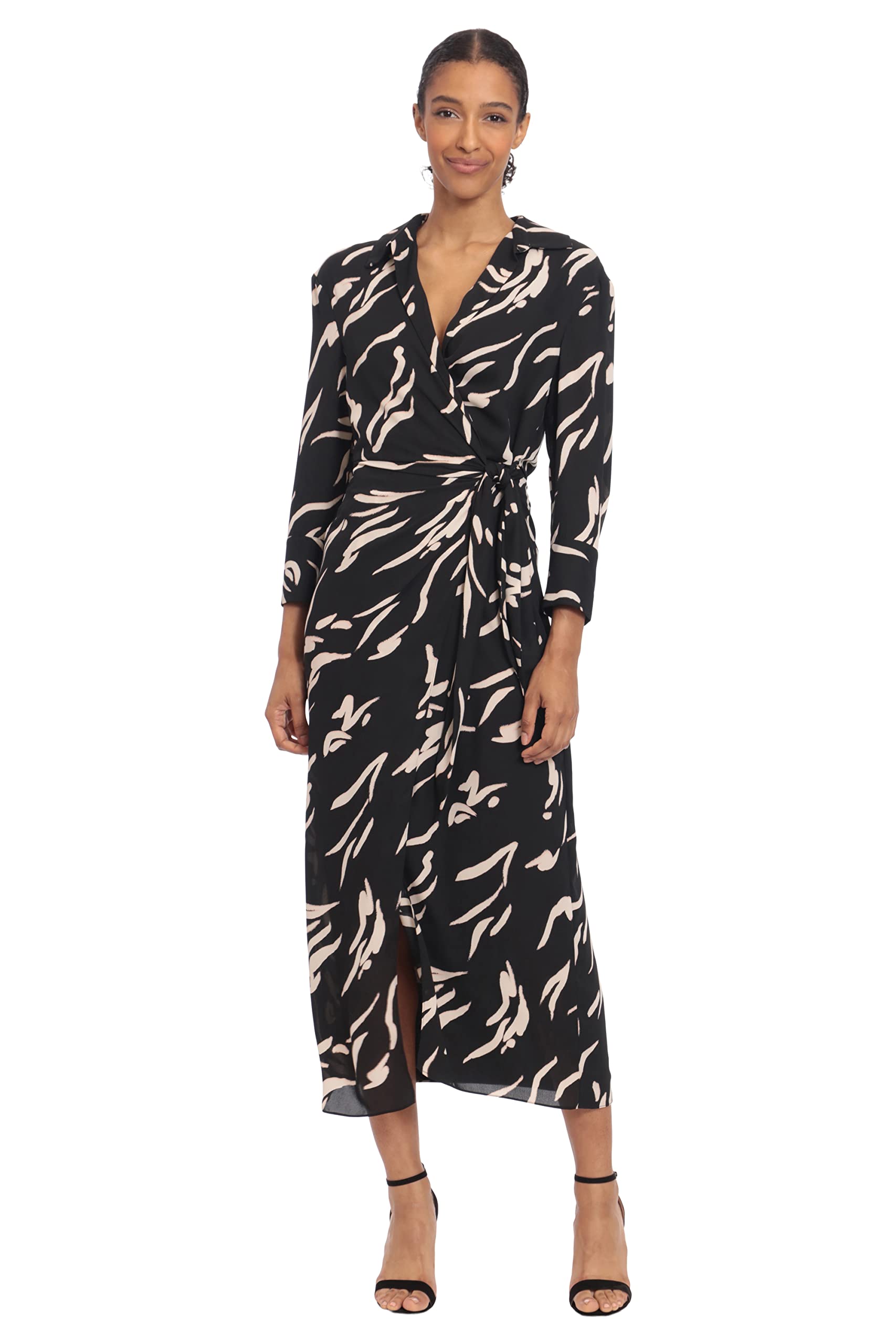 Donna Morgan Women's Long Sleeve Midi Wrap Dress