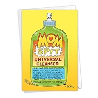 NobleWorks - Funny Card for Mother's Day - Greeting Notecard Gift for Moms, Mothers (with Envelope) - Mom Spit 0041