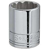 SK Professional Tools 2316 3/8 in. Drive 12-Point Metric Standard Chrome Socket – 16mm, Cold Forged Steel Socket with SuperKrome Finish, Made in USA