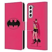 Head Case Designs Officially Licensed Batman DC Comics Pink Logos Leather Book Wallet Case Cover Compatible with Samsung Galaxy S21 5G