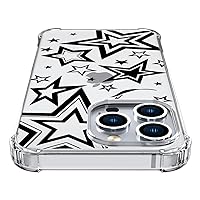 Star Phone Case for iPhone 15 Pro Max Star Case Cover Clear Phone Case w/Four Corner Reinforced Shockproof Girly Women Phone Cover Transparent with Cute Design